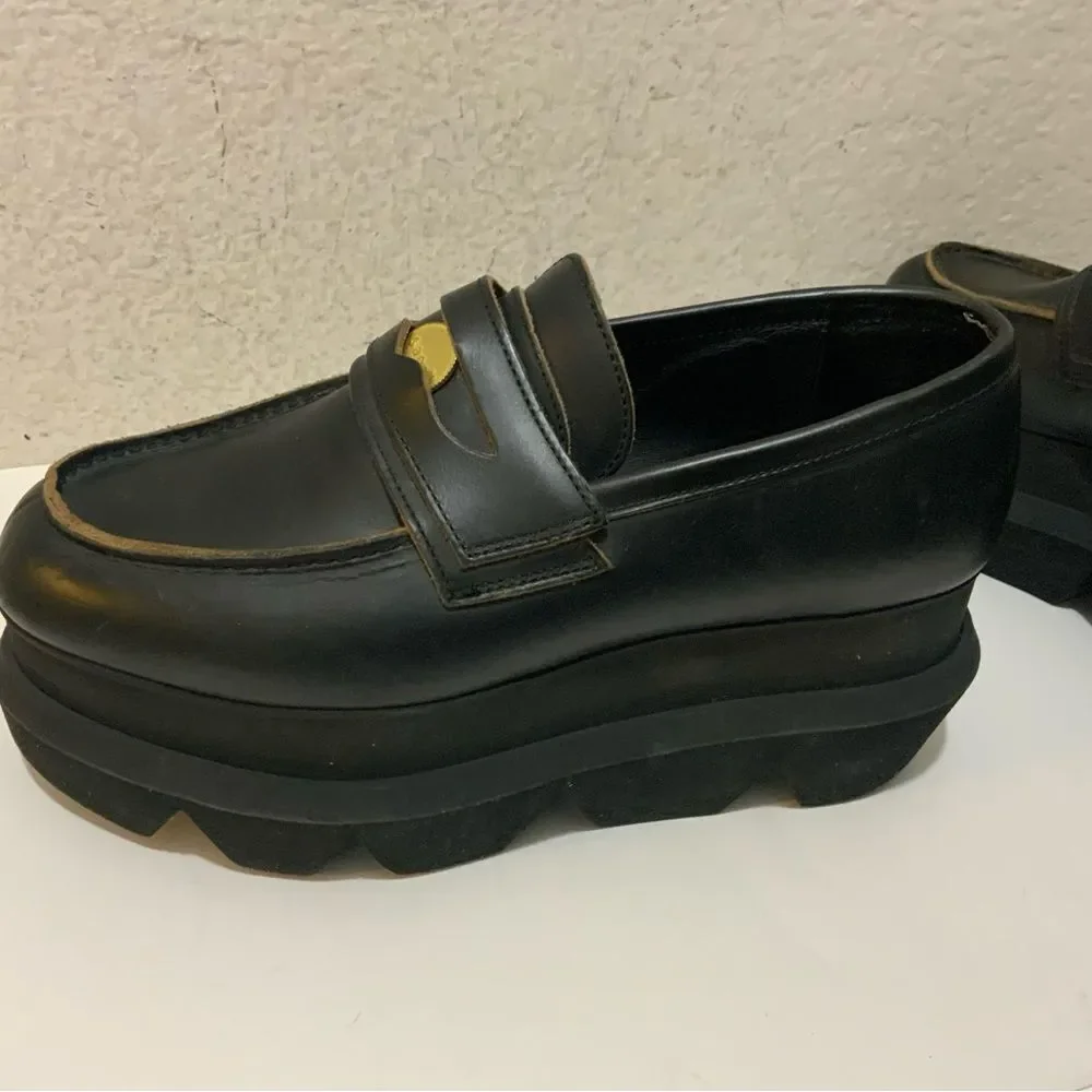 Sacai Black Platform Coin Loafers Size 40